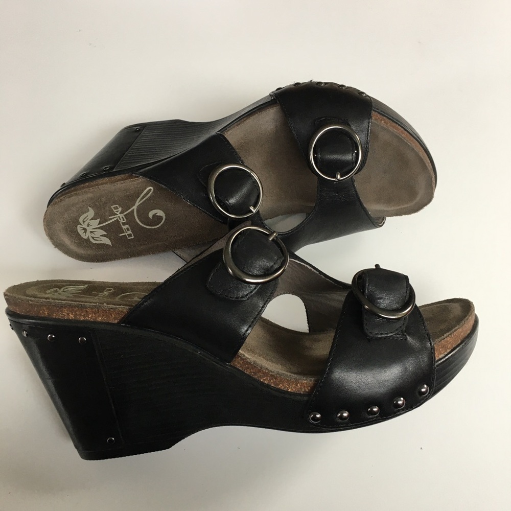 41 DANSKO 10 leather platform clogs sandals